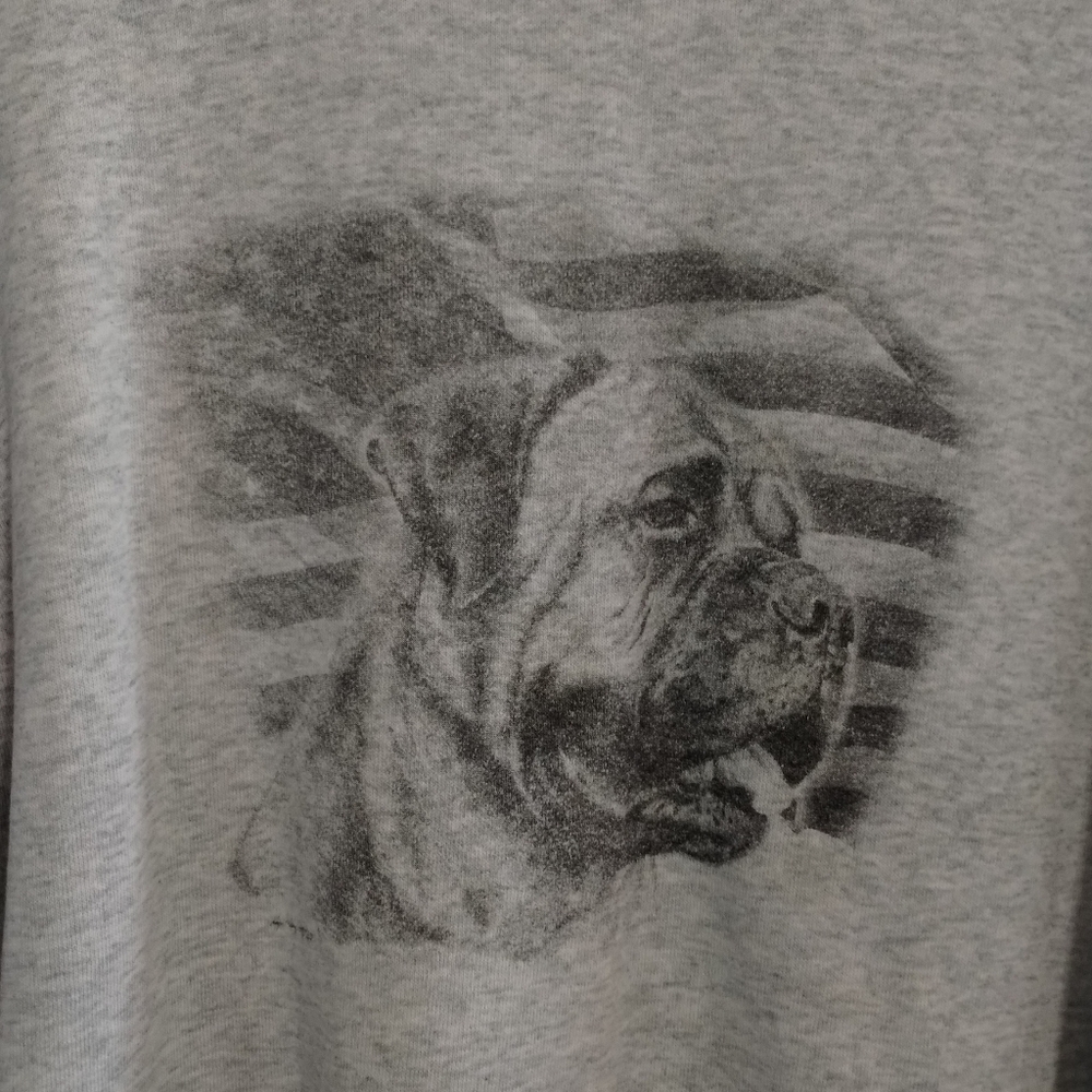 Vintage gray Mastiff American flag print long sleeve crew neck sweatshirt
